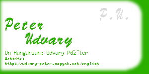 peter udvary business card